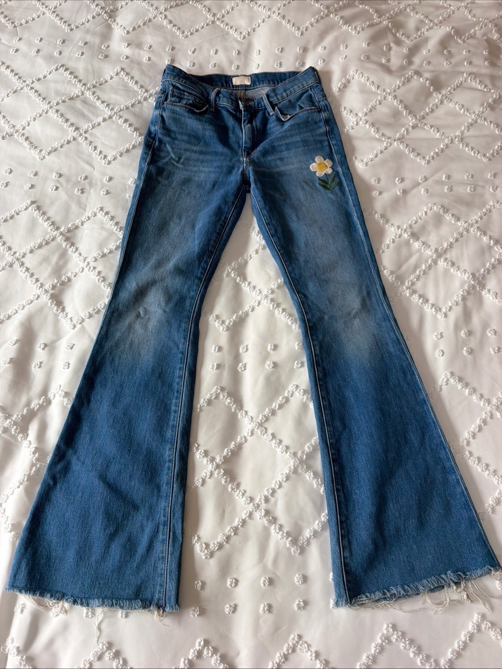 Mother The Weekender Fray Jeans Limited Edition Gold Rush Denim Wash Women’s 26